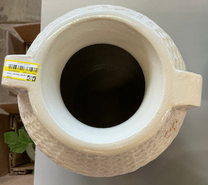 Large woven texture ceramic vase cream - AS IS - SOME COSMETIC FLAWS