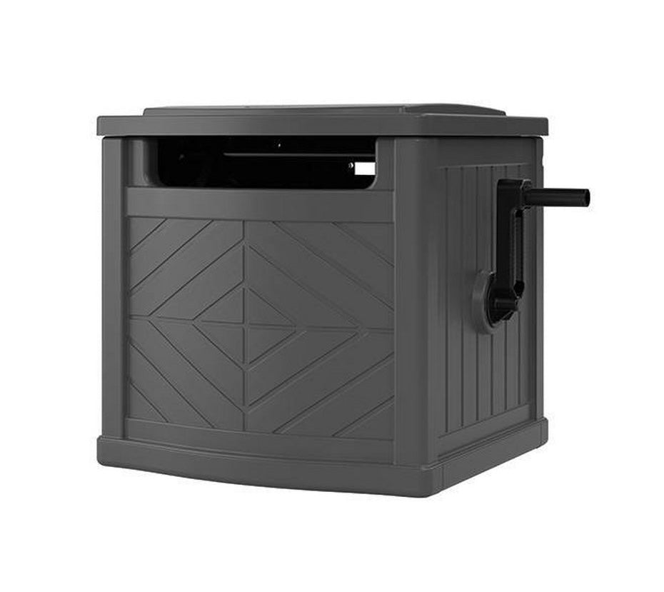 Suncast 150’ capacity slide trak hideaway hose holder Dark Gray - AS IS - CRACKED ON TOP WON’T  STAY OPEN - PICK UP ONLY