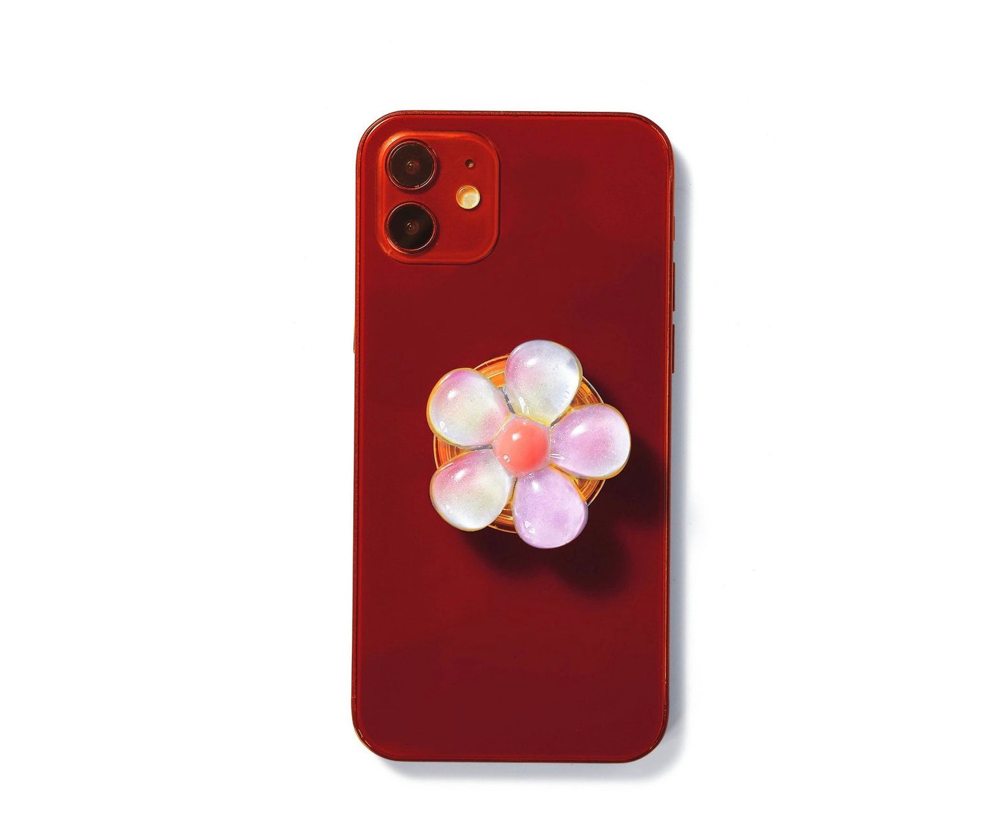 Vivitar Twist n' Hold floral phone grip and stand in a glittery pink and white design.