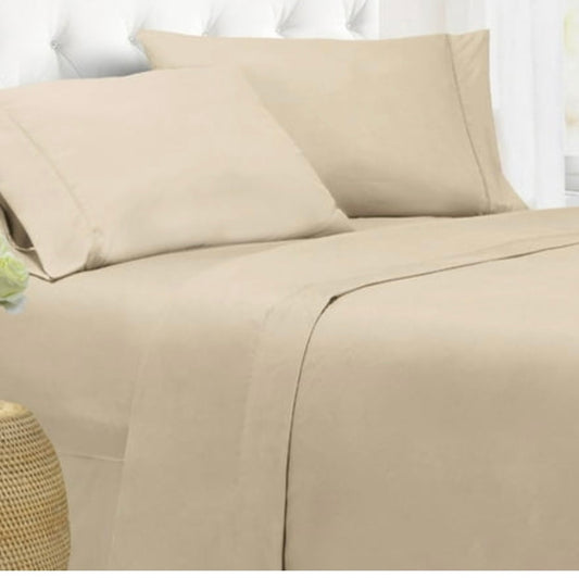 1800 Series premier quality bedding 4-piece sheet set in king size and blush color cream