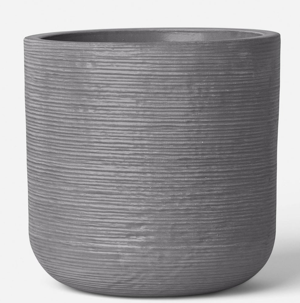 Fluted outdoor planter gray 12” - PICK UP ONLY
