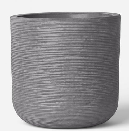 Fluted outdoor planter gray 12” - PICK UP ONLY