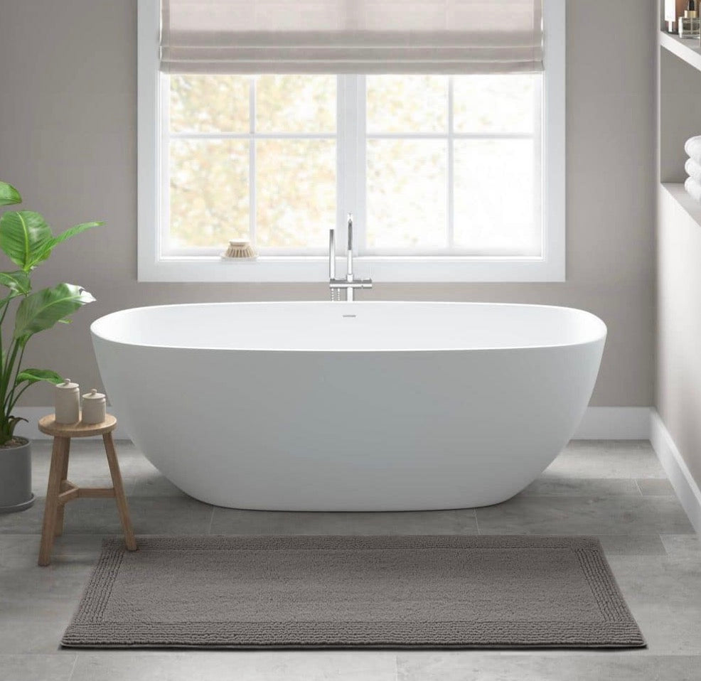 100% Cotton Tufted 3000 Gsm Reversible Bath Rug charcoal-24”x60”