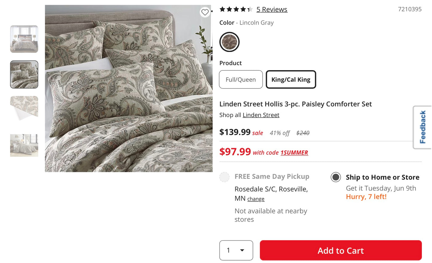 Linden Street Hollis 3-pc. Paisley Comforter Set King/Cal king