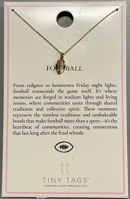 Football necklace featuring a 14K gold ion plated charm on a chain