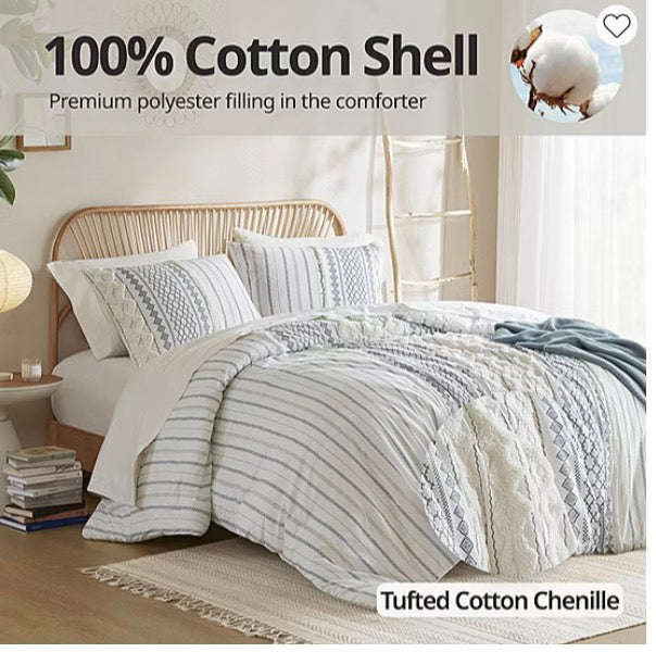 Ink+Ivy Imani Cotton Printed Comforter Set with Chenille 3-piece king/cal king