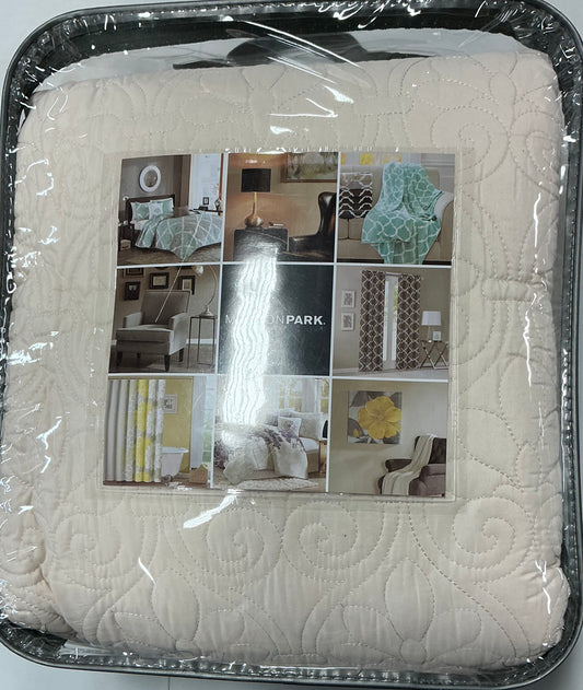 Madison Park Mansfield Oversized Antimicrobial Treated 3 Pieces Quilted Bedspread Set Queen-Ivory