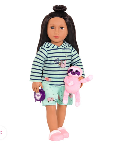 Sleepy Sloth - Pajama Outfit & Plush for 18-inch Dolls - DAMAGED BOX (SEE PICTURES) - DOLL NOT INCLUDED