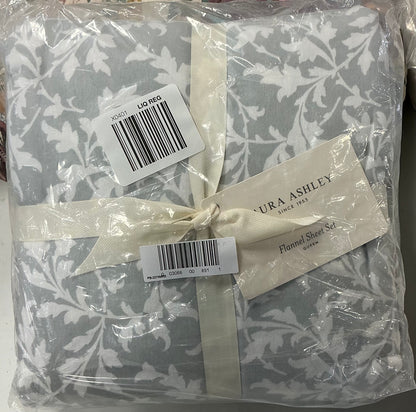 Laura Ashley 100% Cotton Flannel Sheet Set 4 Pieces Queen-Color(Creswood Gray)
