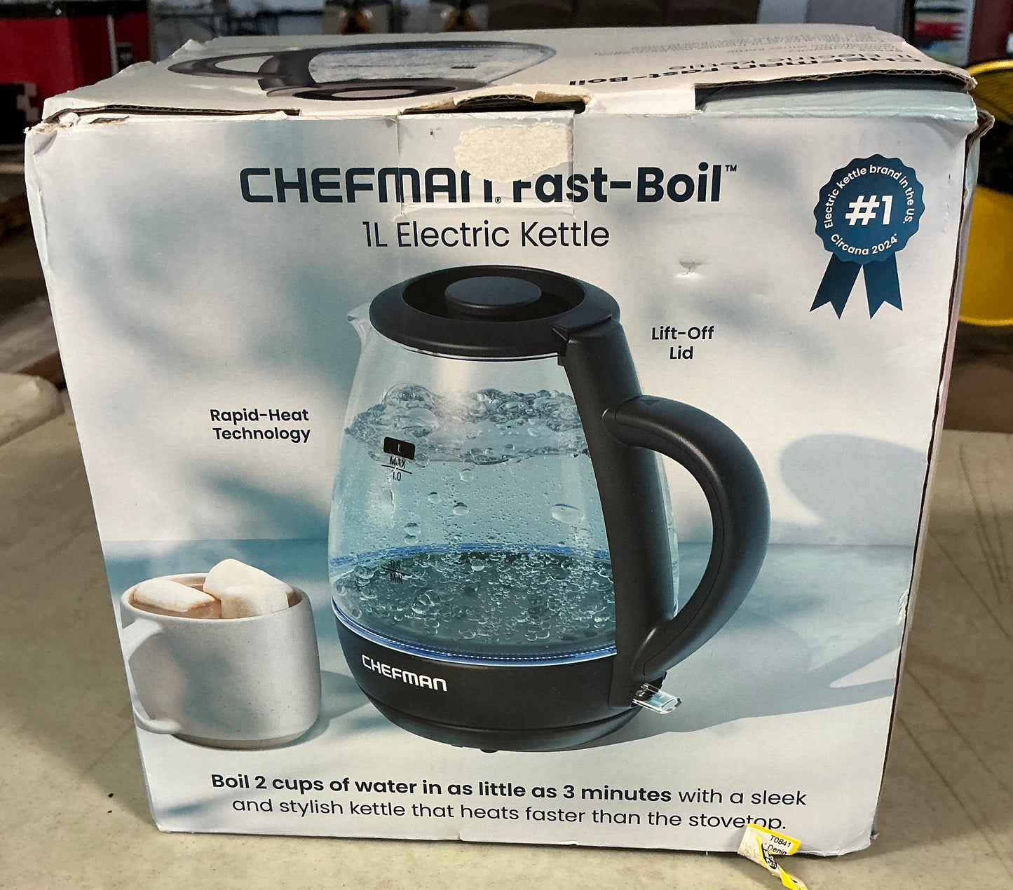 Chefman fast-boil 1L electric kettle - OPEN BOX