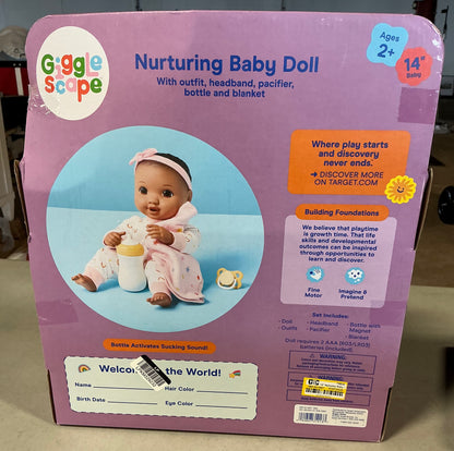 Gigglescape nurturing baby doll - AS IS - MISSING BOTTLE - COSMETIC FLAW