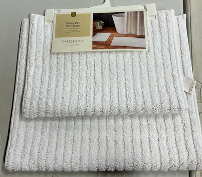 2pk quick dry bath rug set - White - AS IS - MINOR DIRT SPOT