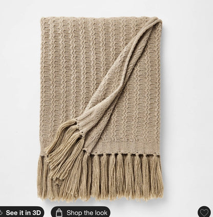 Knit throw blanket beige