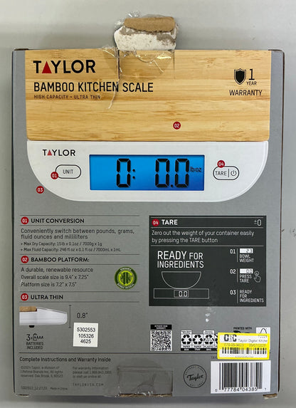 Taylor digital kitchen 15lb food scale eco-friendly bamboo