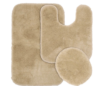 3-Pieces Traditional Bath Rug Set linen-1-Standard Lid Cover,1-21x24 Inch Contour Bath Rug and 1-21x34 Inch Bath Rug