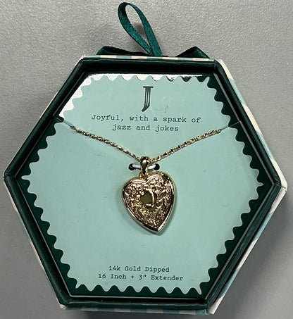14k gold dipped heart charm initial necklace