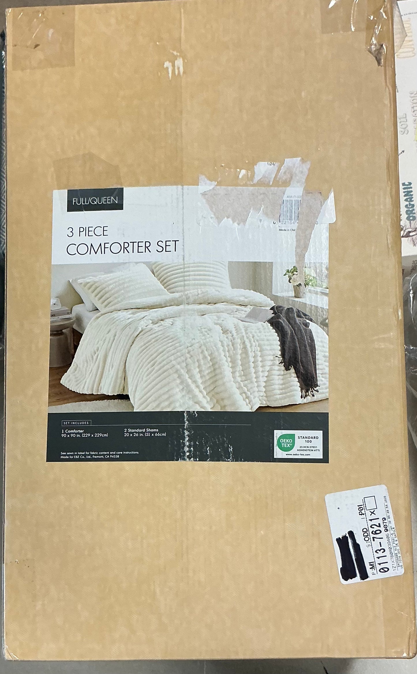 510 Design Avril Fluffy Ribbed Plush Midweight 3 Pieces Comforter Set Full/Queen-Included( 1 Comforter and 2 Shams)-Ivory