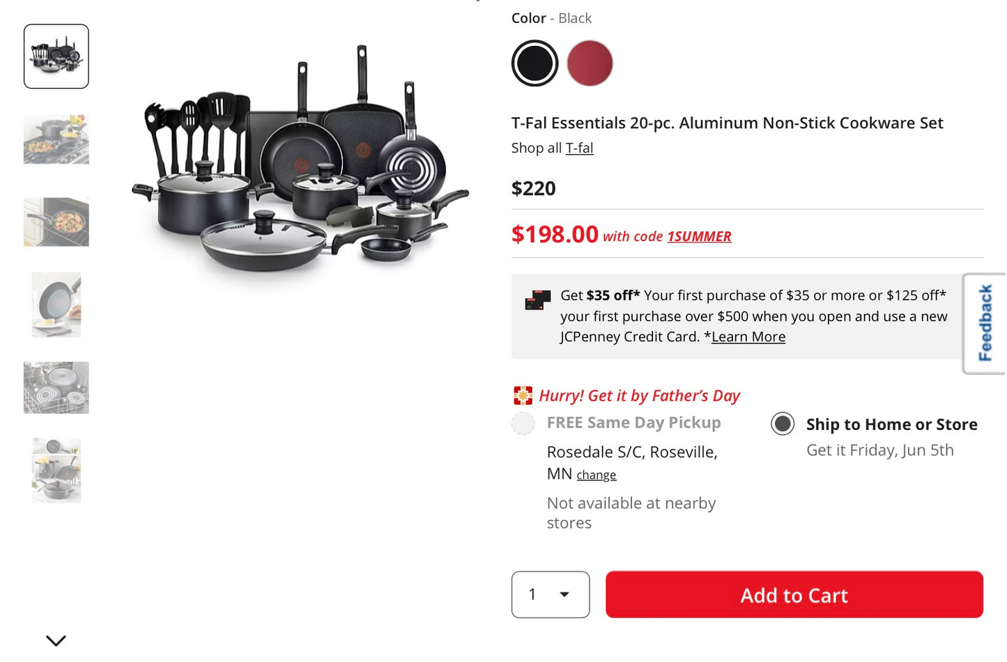 T-Fal Essentials 20-pc. Aluminum Non-Stick Cookware Set