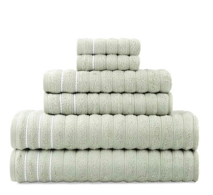 6-Pieces Ribbed Solid Bath Towel Set-Misty jade