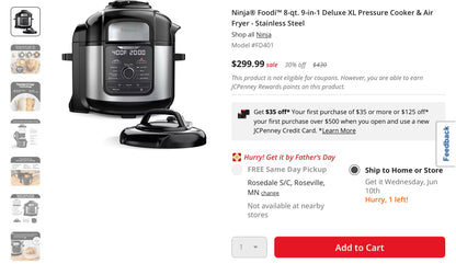 Ninja foodi compact pressure cooker -open box