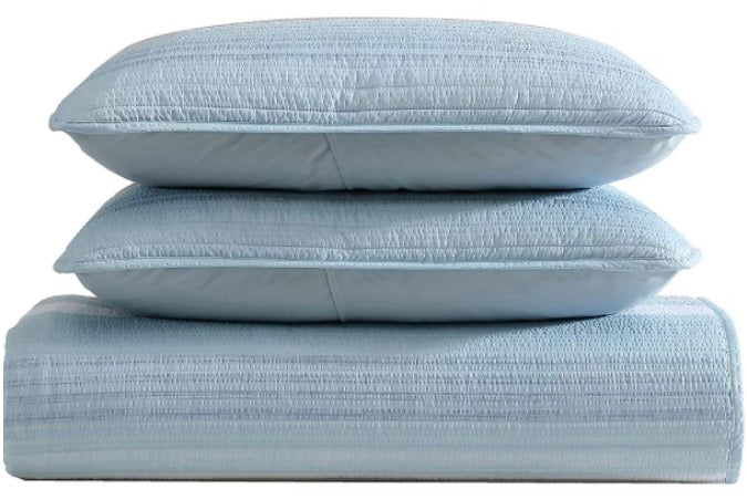 Beatrice Home Fashions Coralinn 3 Pieces Quilt Set Full/Queen-Blue/Gray