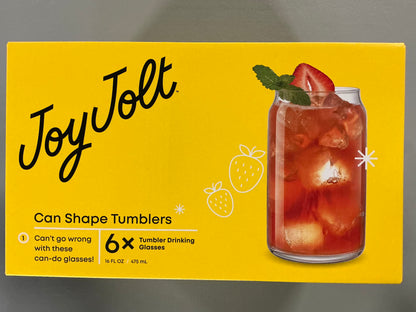 Joy Jolt Can Shaped Tumblers - 6 Count, 16oz Drinking Glasses