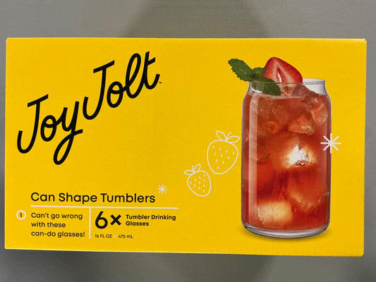 Joy Jolt Can Shaped Tumblers - 6 Count, 16oz Drinking Glasses