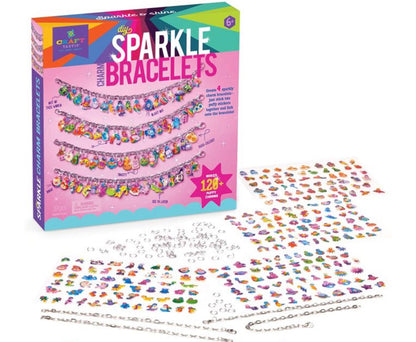 Sparkle Charm Bracelet DIY craft kit featuring various themed puffy sticker charms