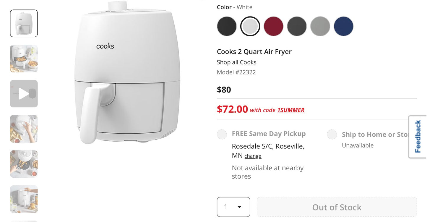 Cooks 2 Quart Air Fryer