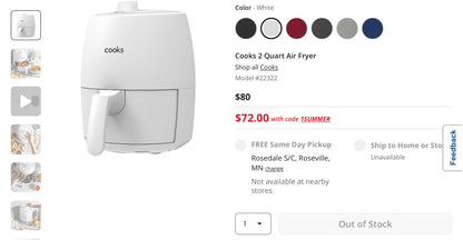 Cooks 2 Quart Air Fryer
