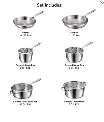 Tramontina Tempo Tri-Ply Stainless Steel 10-pc. Cookware Set