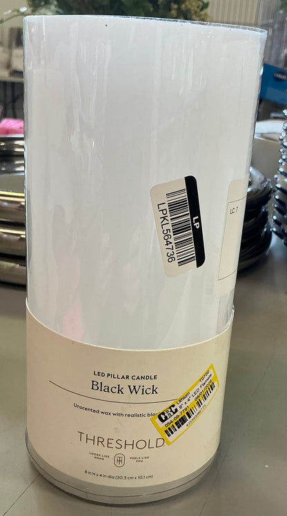 8” x 4” LED flameless black wick candle - AS IS - SOME MINOR COSMETIC FLAWS