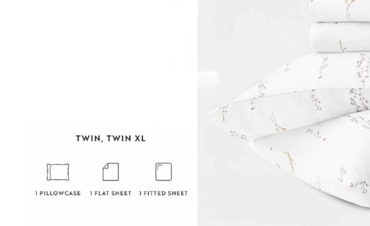 Casual Comfort 300tc Cotton Sateen Pattern 3 piece Sheet Set-White