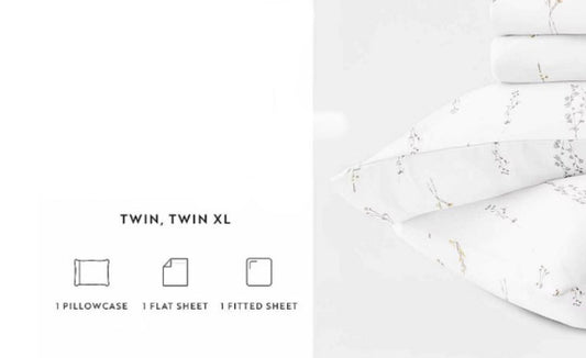Casual Comfort 300tc Cotton Sateen Pattern 3 piece Sheet Set-White