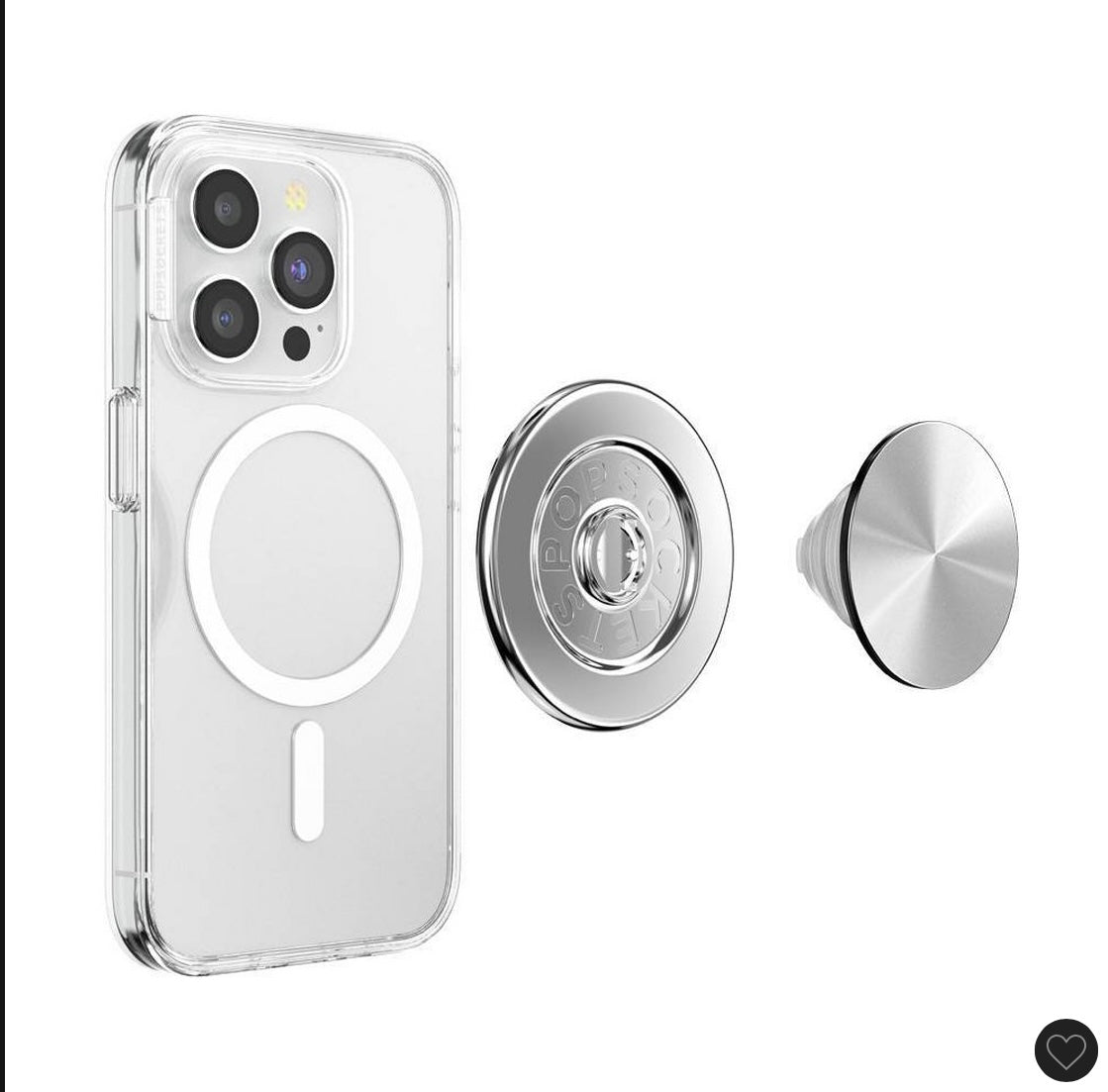 Popsockets magnetic phone grip with MagSafe magnetic adapter ring - Aluminum Radial Silver
