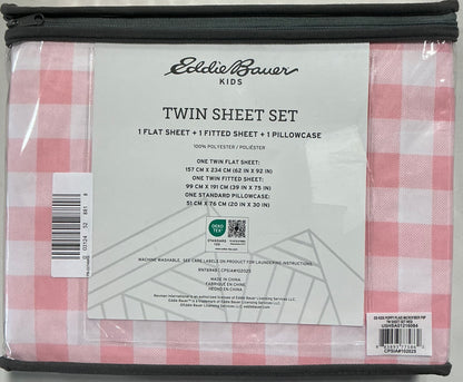 Eddie Bauer Microfiber 3 Pieces Sheet Set Twin-Color(Poppy Plaid)