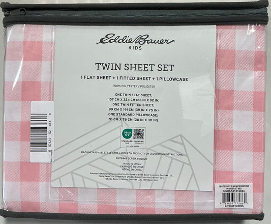 Eddie Bauer Microfiber 3 Pieces Sheet Set Twin-Color(Poppy Plaid)