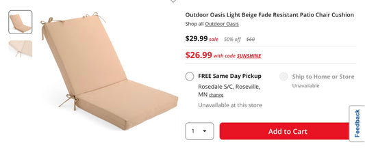 Outdoor Resistant Patio Chair Cushion