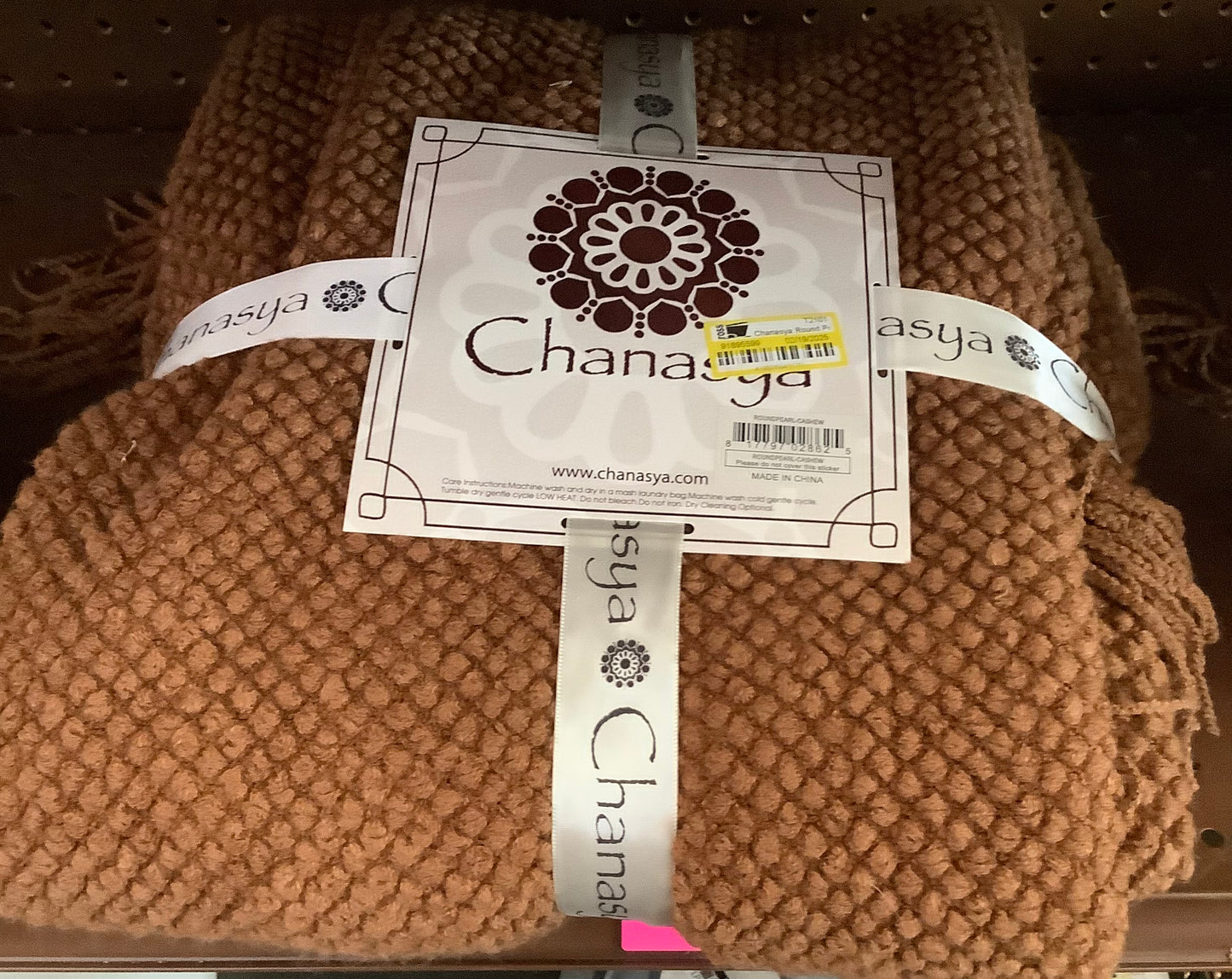 (Clearance)Chanasya Round Pearl Knit Throw Blanket with Tassels - 50"
× 65" - Cashew