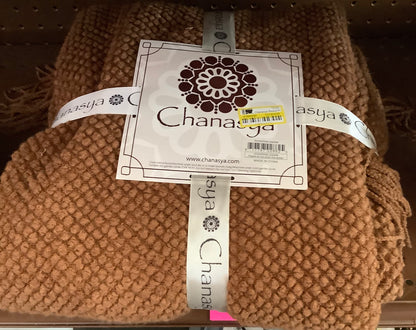 (Clearance)Chanasya Round Pearl Knit Throw Blanket with Tassels - 50"
× 65" - Cashew