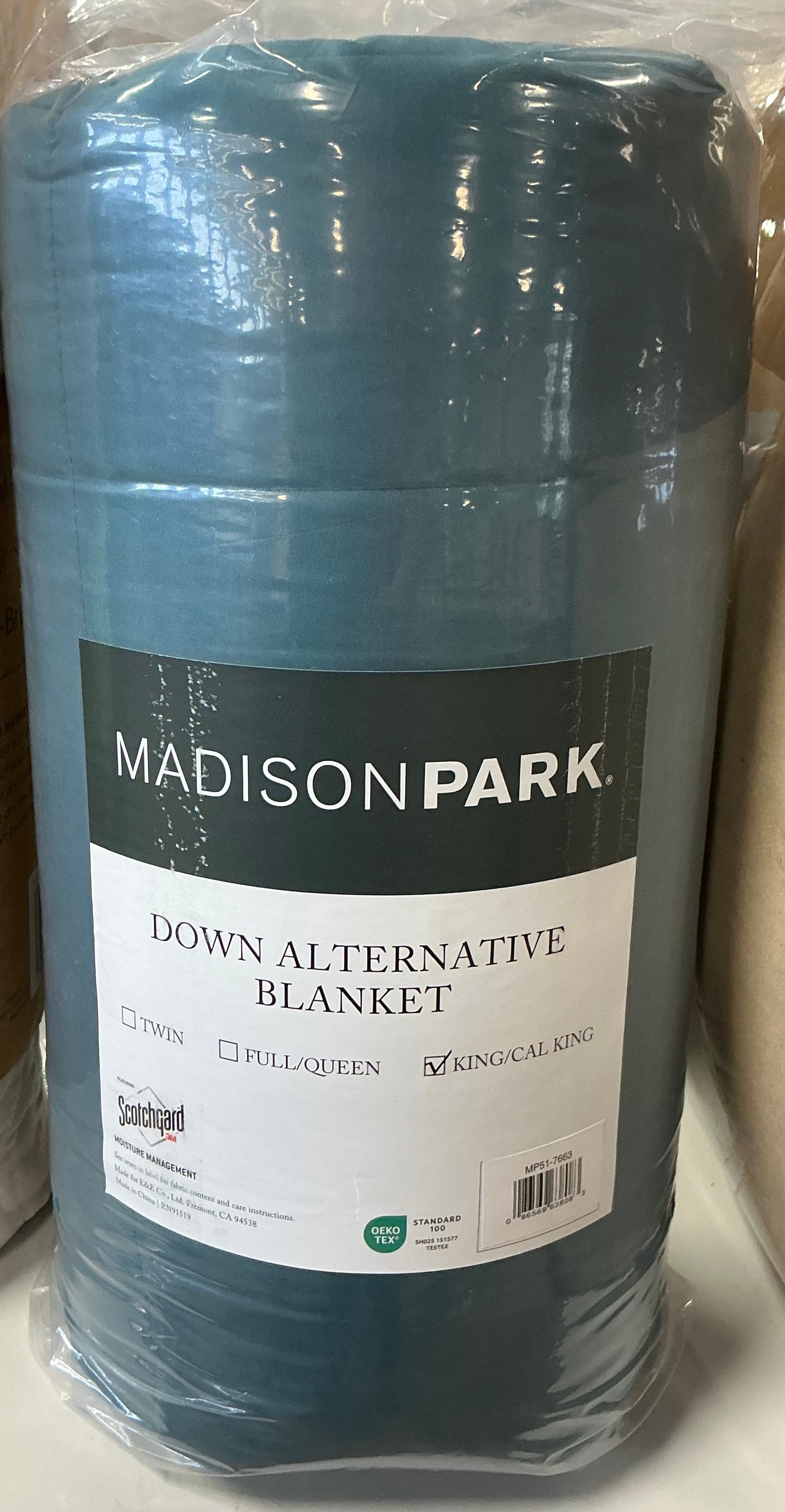 Madison Park down alternative blanket in king/cal king size with blue fabric
