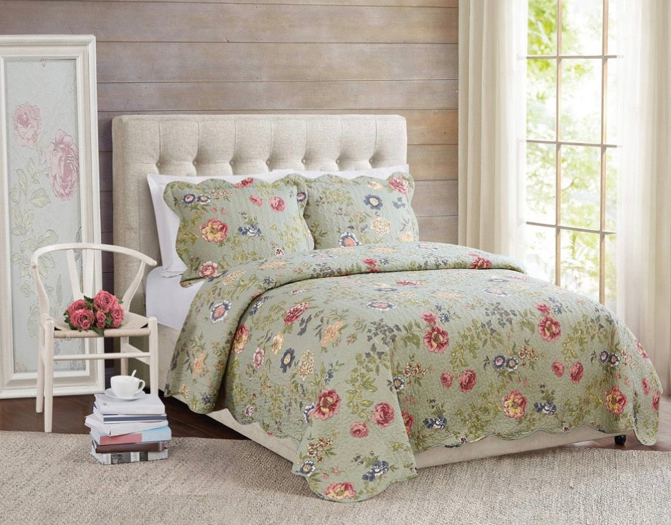 Edens Floral Print Quilt Set king 3pcs