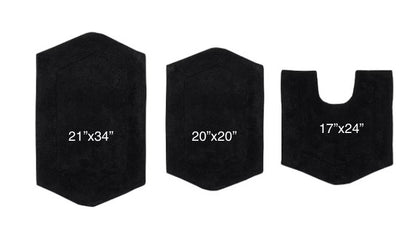 3-Pieces Quick Dry Bath Rug Set black