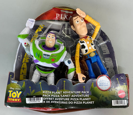 Pixar Toy Story Buzz and Woody 7” pizza planet adventure figure set 2pk - DAMAGED PACKAGE - PRODUCT IS NEW