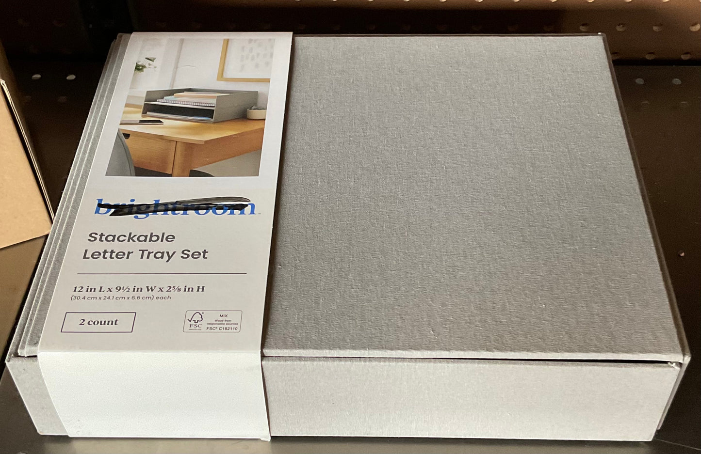 Canvas Letter Tray Organization Set of 2 Gray