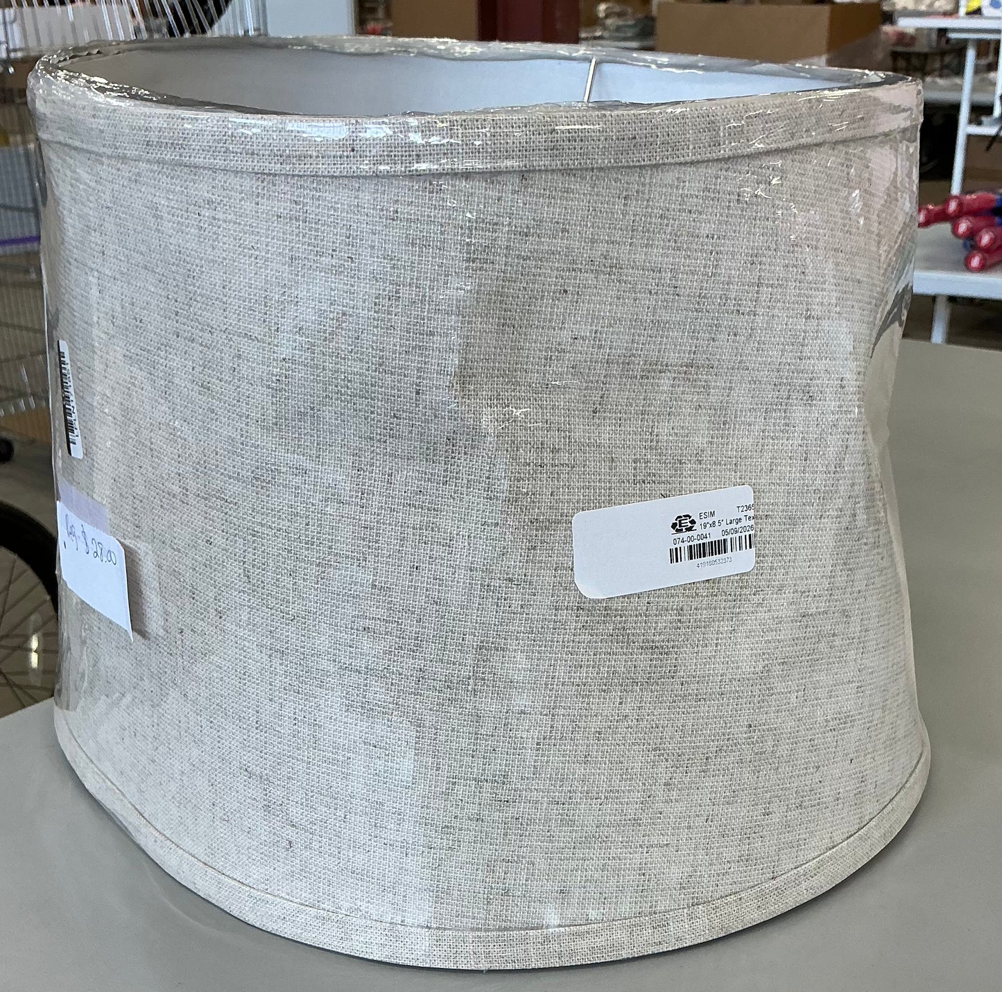 THRIFTY 70 - large lamp shade - cream textured - AS IS - FINAL SALE - NO RETURNS