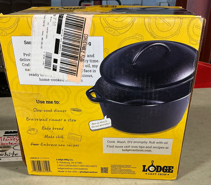 Lodge cast iron Dutch oven - OPEN/DAMAGED BOX - SOME COSMETIC FLAWS - PICK UP ONLY