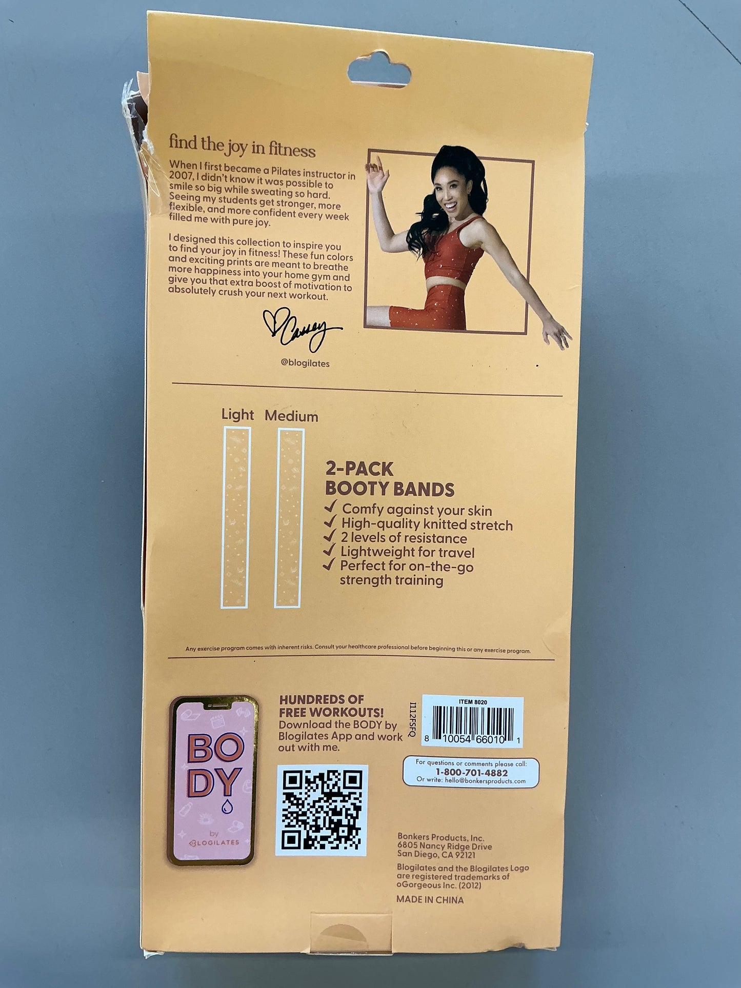 Blogilates Booty Resistance Bands 2pk - Peach Orange/Blue: Elastic Medium & Light Flat Bands - Damaged Box (see pictures)