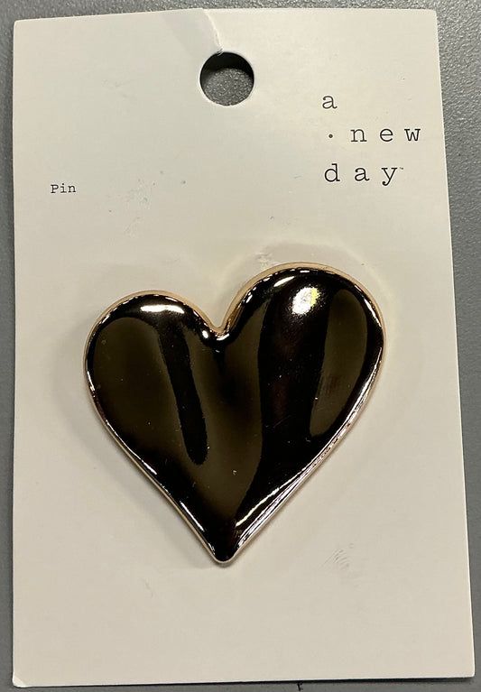 Gold enamel heart pin