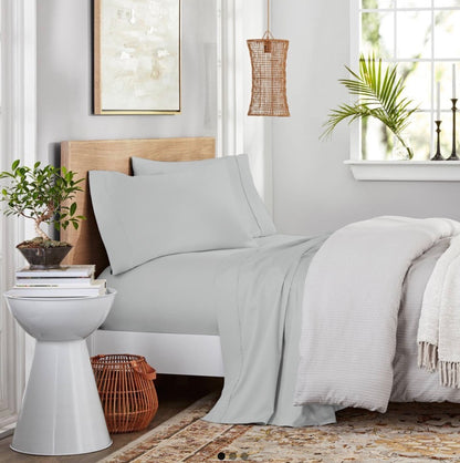 Purity Home solid gray 400 thread count 4-piece queen cotton sheet set gray
